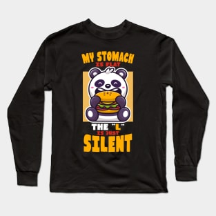 Flat Stomach Cute Panda Burger Long Sleeve T-Shirt